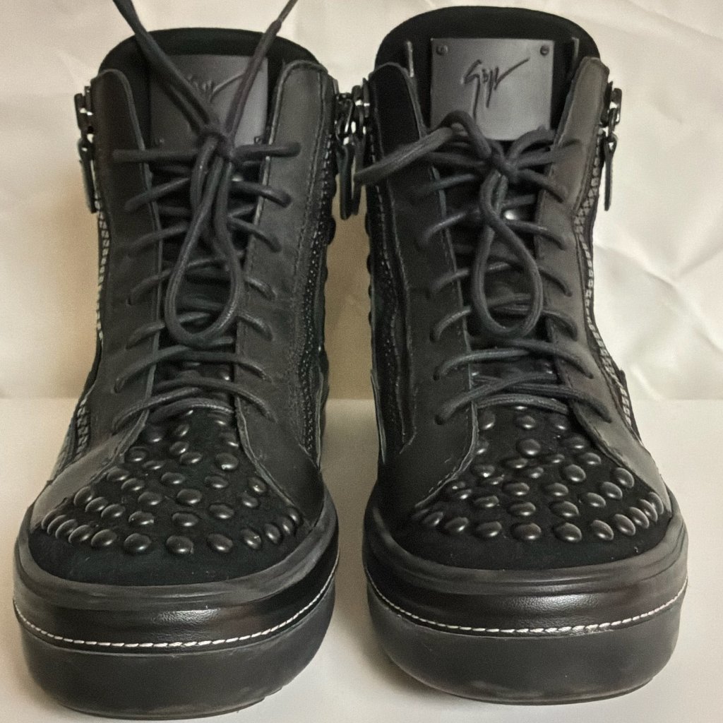 Giuseppe Zanotti Leather And Suede Studded High Top Shoes Size 41